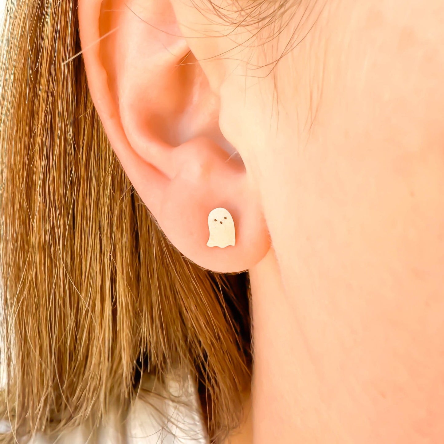 Asymmetrical Ghost Stud Earrings, 14K Gold or Sterling Silver