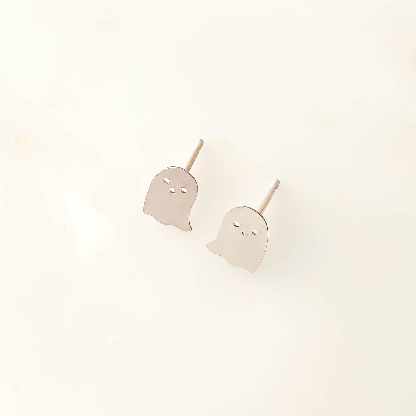 Asymmetrical Ghost Stud Earrings, 14K Gold or Sterling Silver