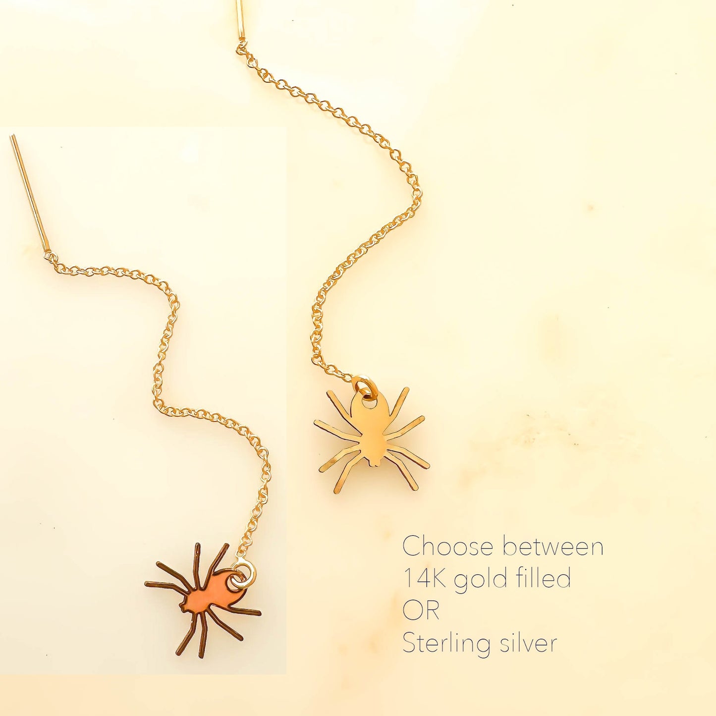Spider Threader Earrings, Sterling Silver