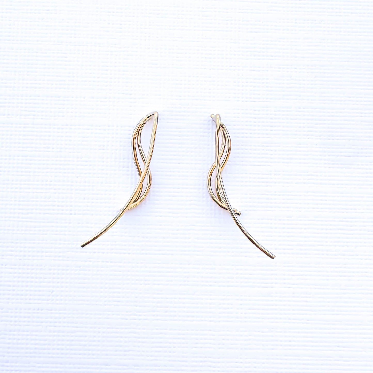 Wave Climbing Earrings, 14K Gold Filled