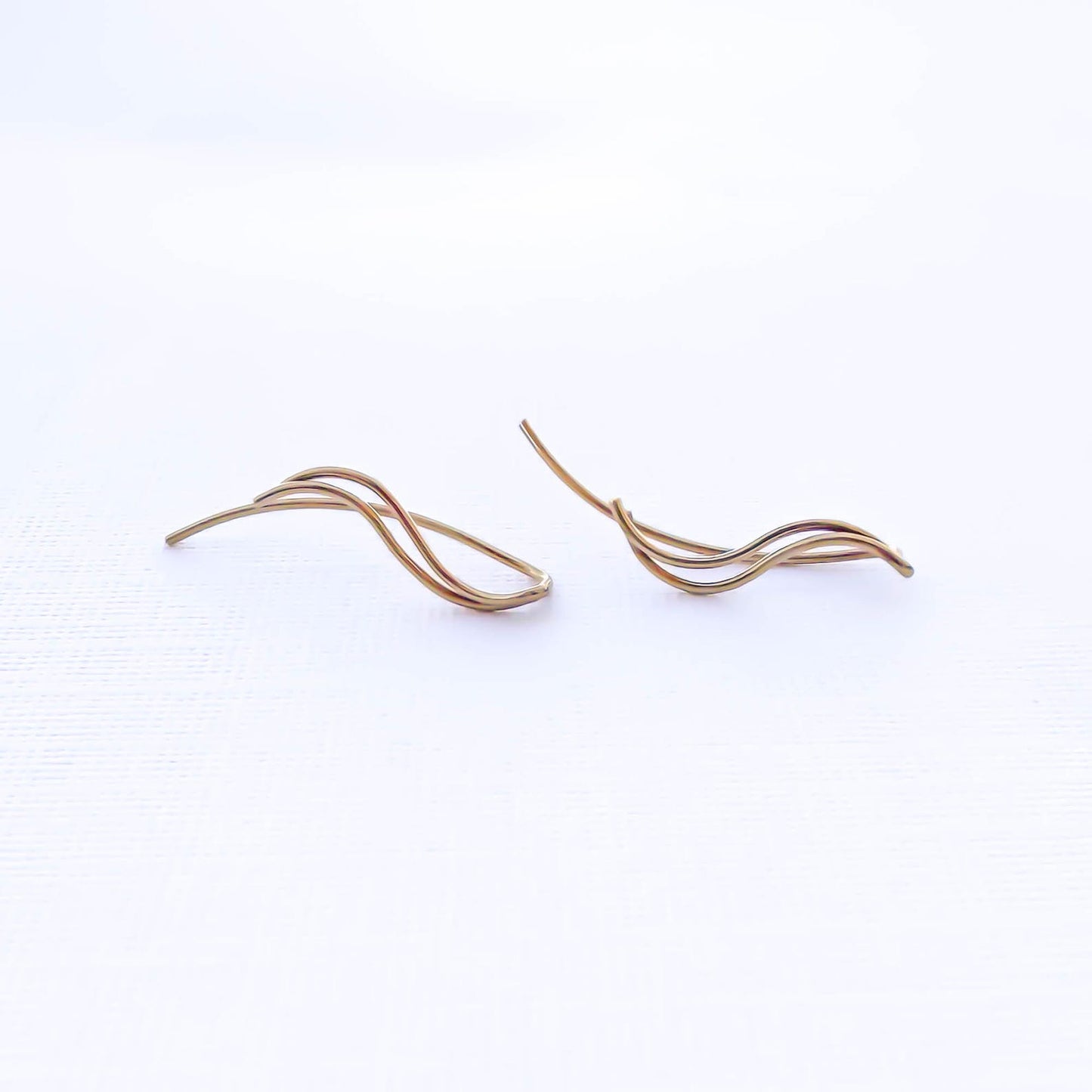 Wave Climbing Earrings, 14K Gold Filled