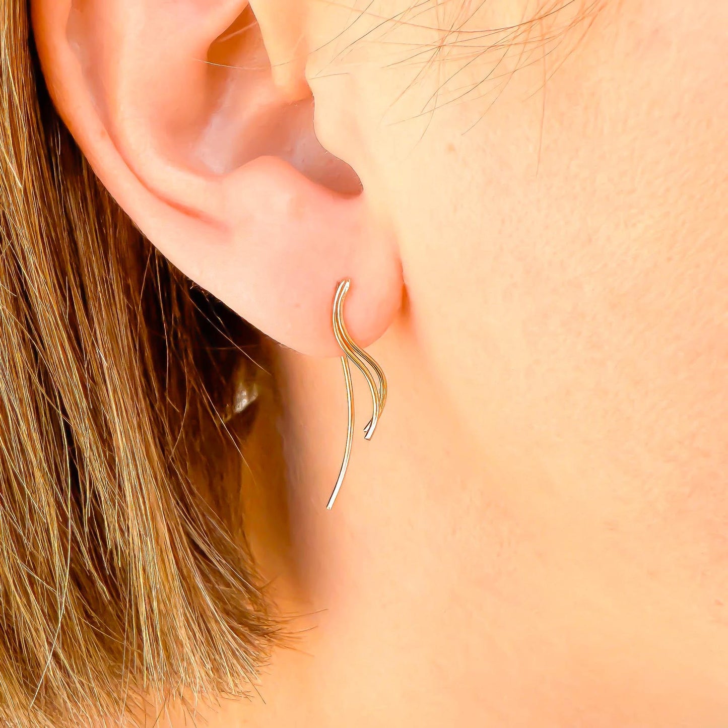 Wave Climbing Earrings, 14K Gold Filled