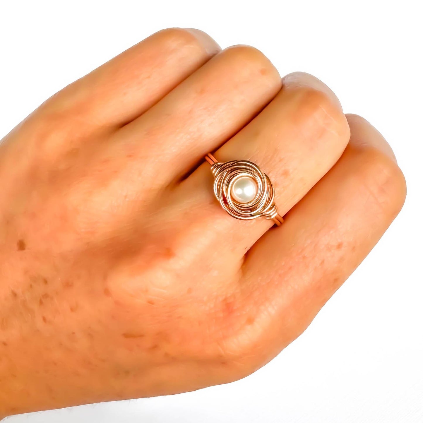 Nested Pearl Ring, 14K Rose Gold Filled