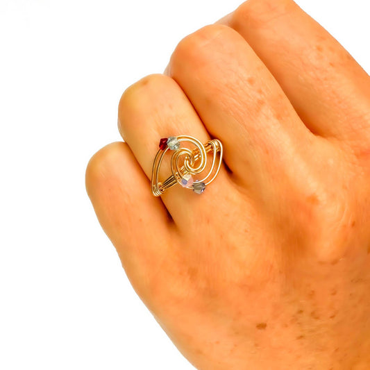 SIZE 4.5 Spinning Bead Swirl Ring, 14K Gold Filled