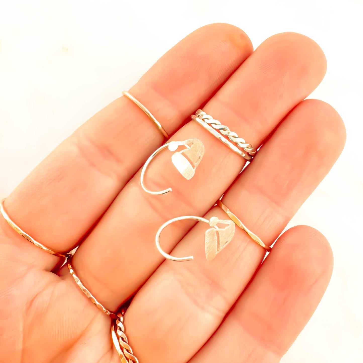 Santa Hat Half Hoop Earrings, Sterling Silver