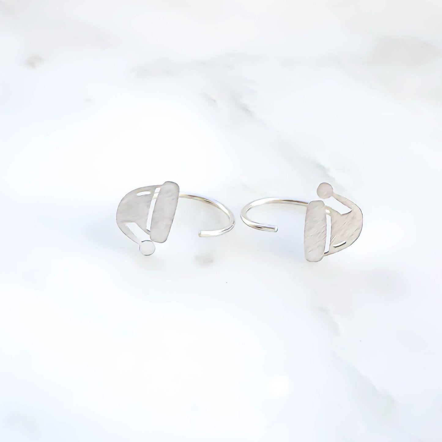 Santa Hat Half Hoop Earrings, Sterling Silver