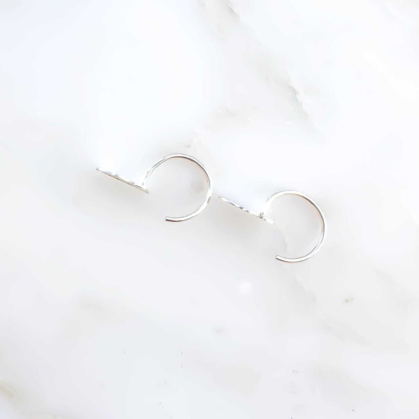 Snowflake Mitten Half Hoop Earrings, Sterling Silver