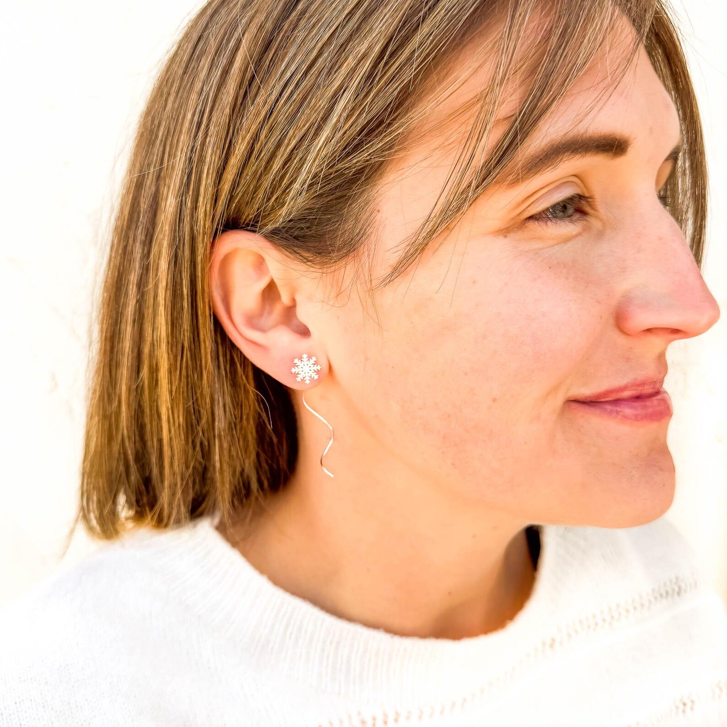 Snowflake Spiral Earrings, Sterling Silver