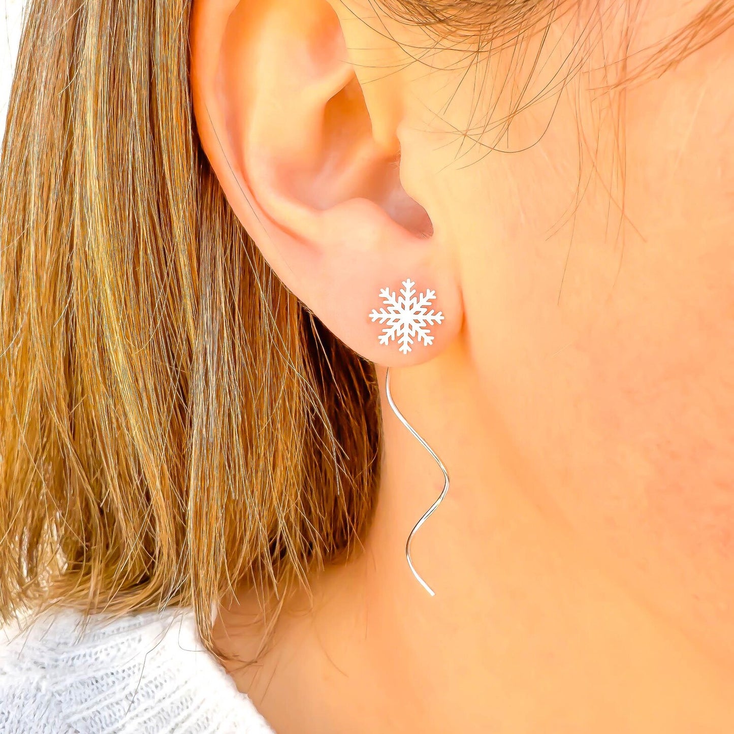 Snowflake Spiral Earrings, Sterling Silver