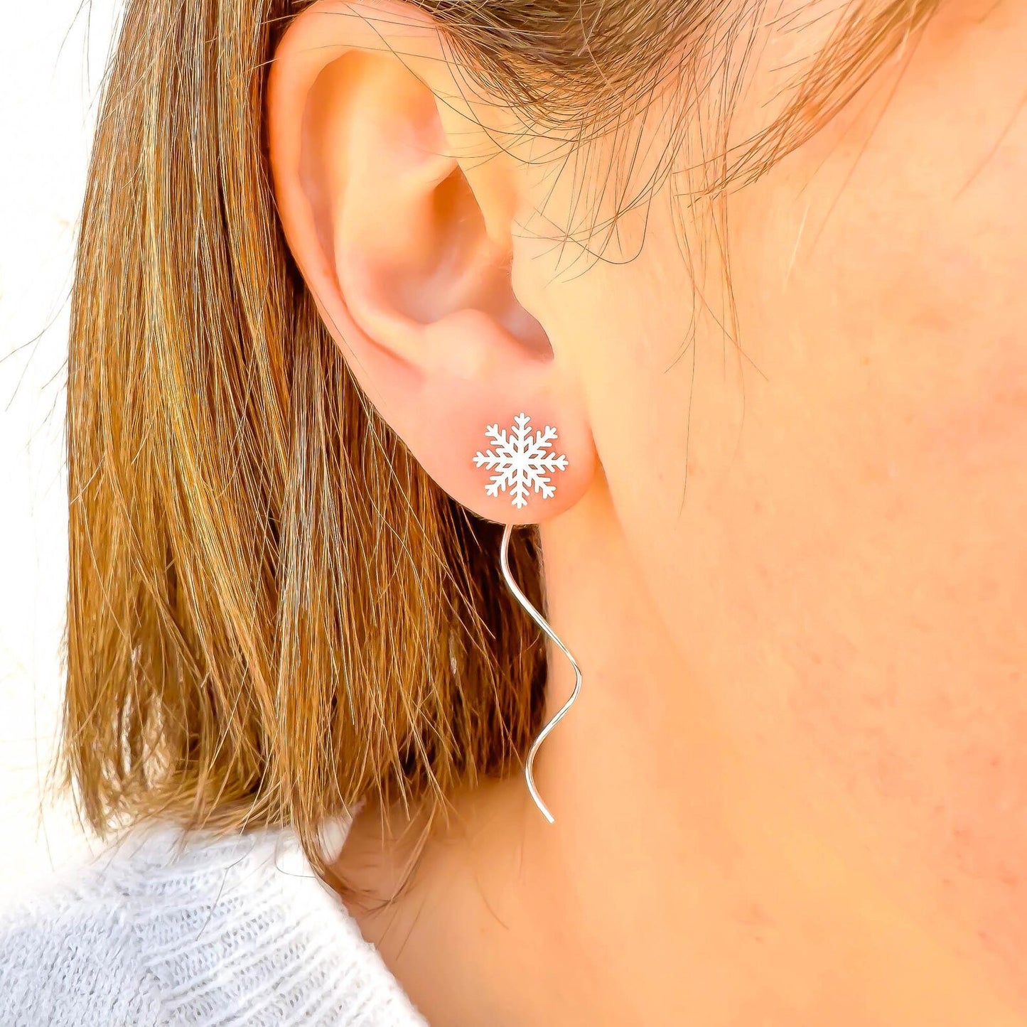 Snowflake Spiral Earrings, Sterling Silver