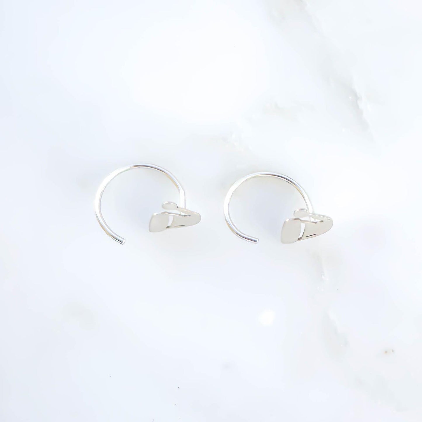 Santa Hat Half Hoop Earrings, Sterling Silver