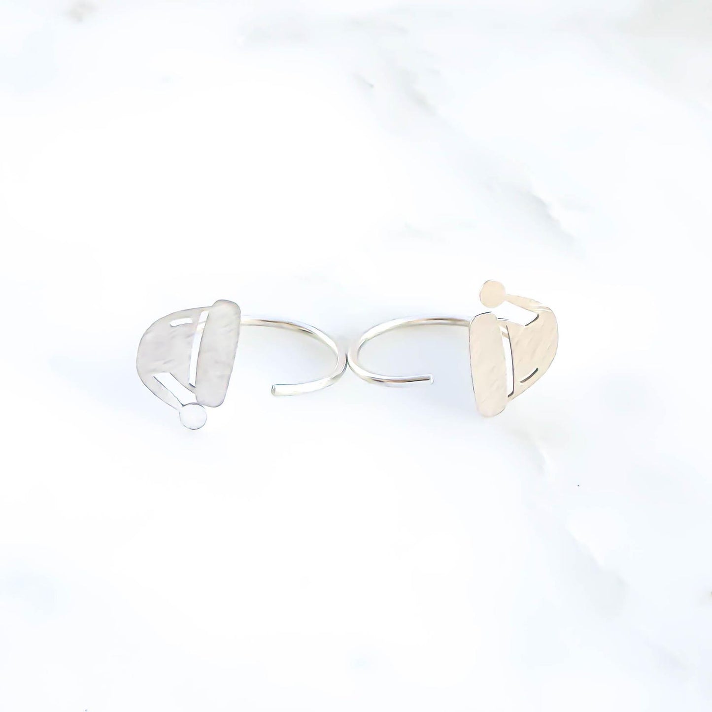 Santa Hat Half Hoop Earrings, Sterling Silver