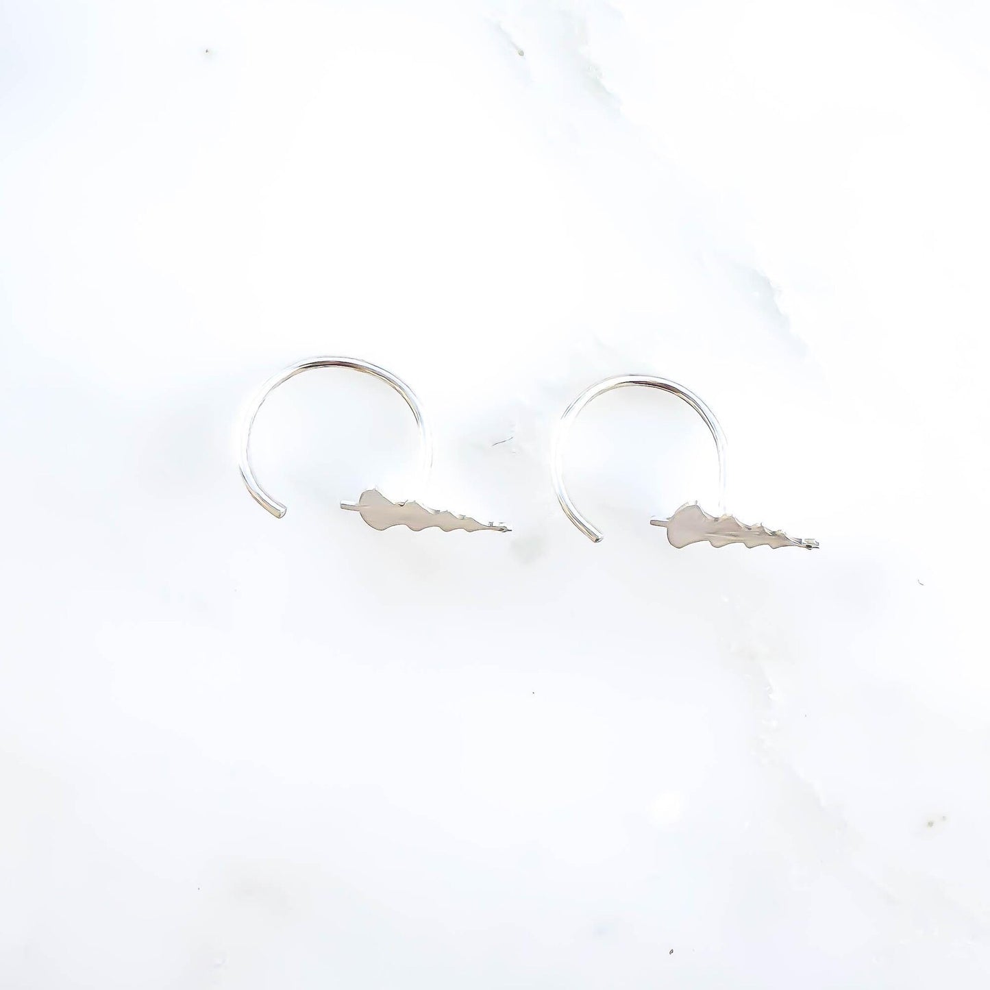 Christmas Tree Half Hoop Earrings, Sterling Silver