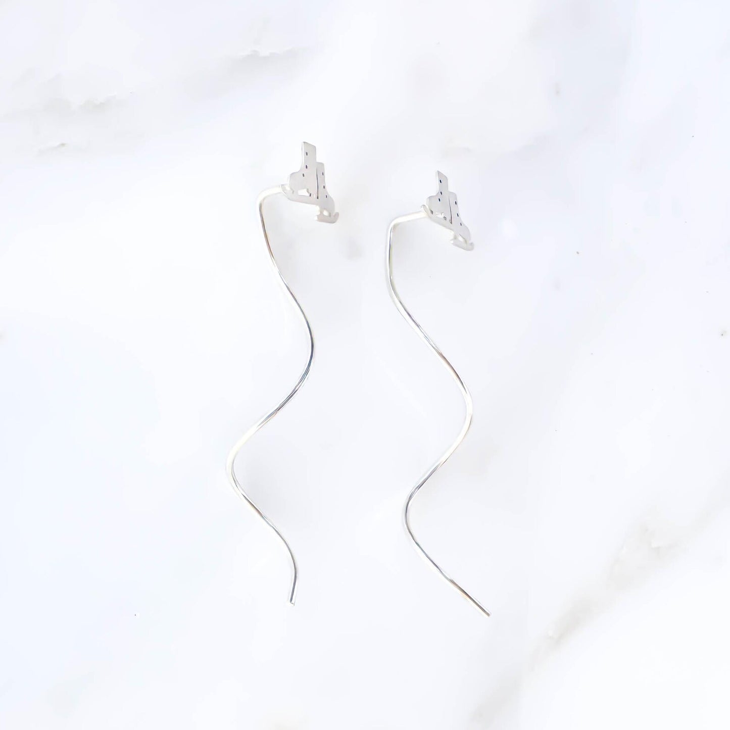 Ice Skating Spiral Earrings, Sterling Silver