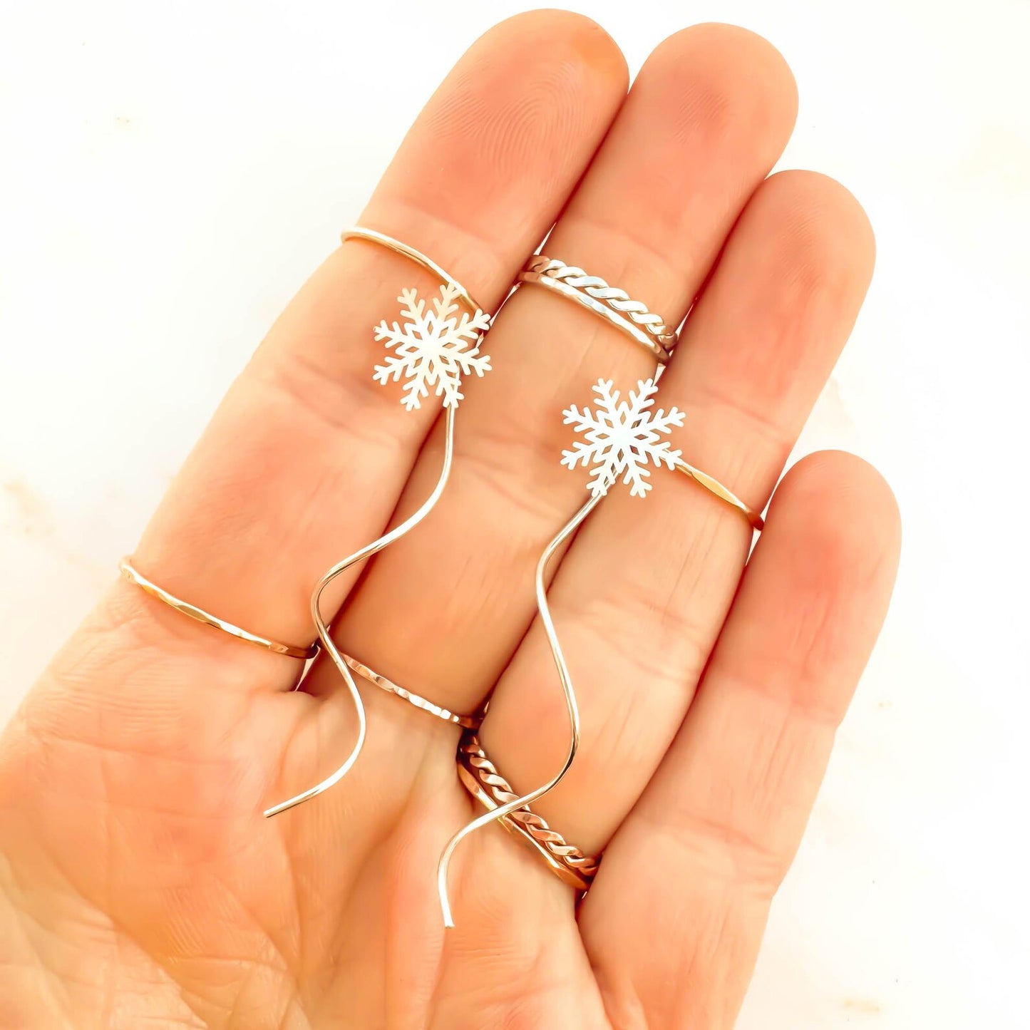 Snowflake Spiral Earrings, Sterling Silver