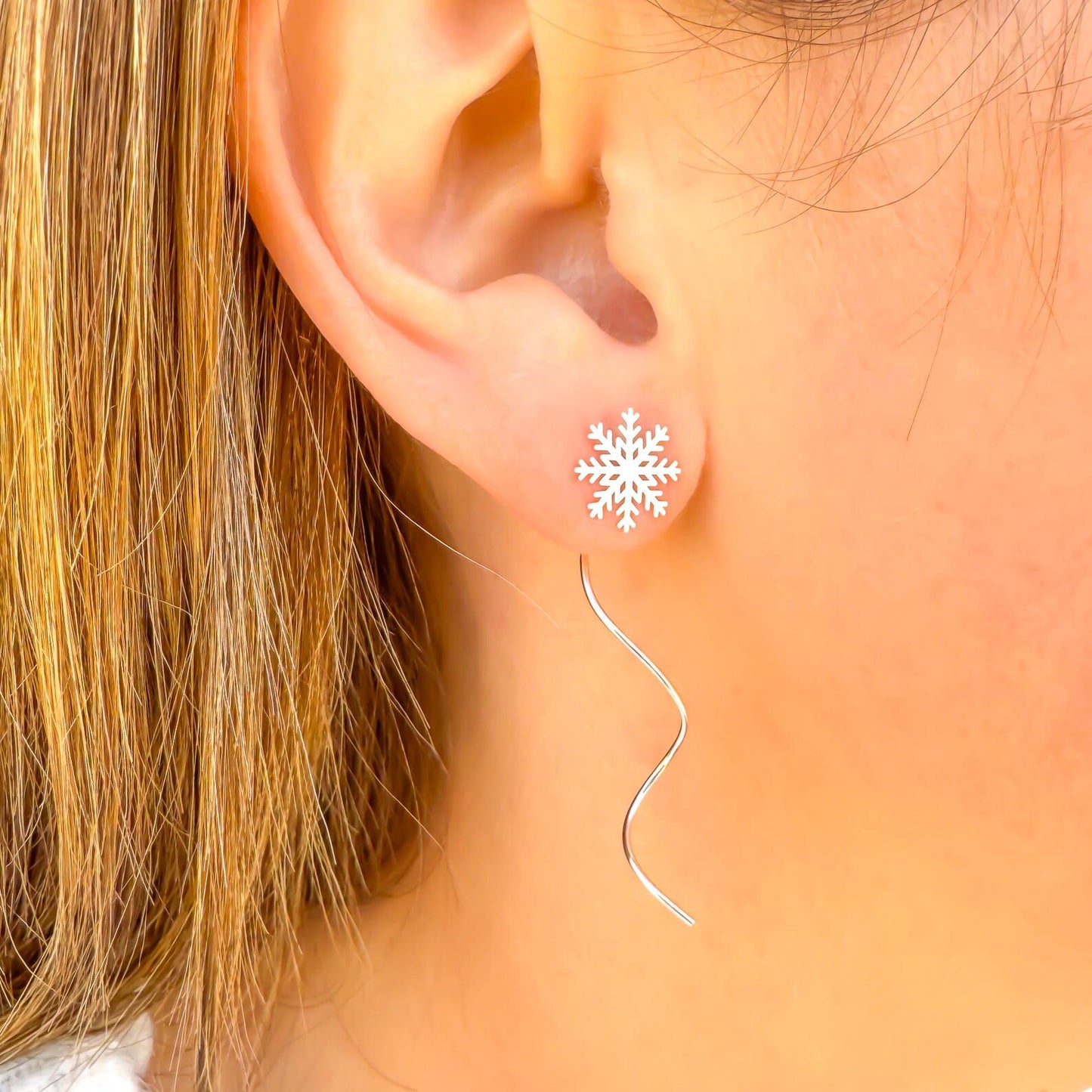 Snowflake Spiral Earrings, Sterling Silver