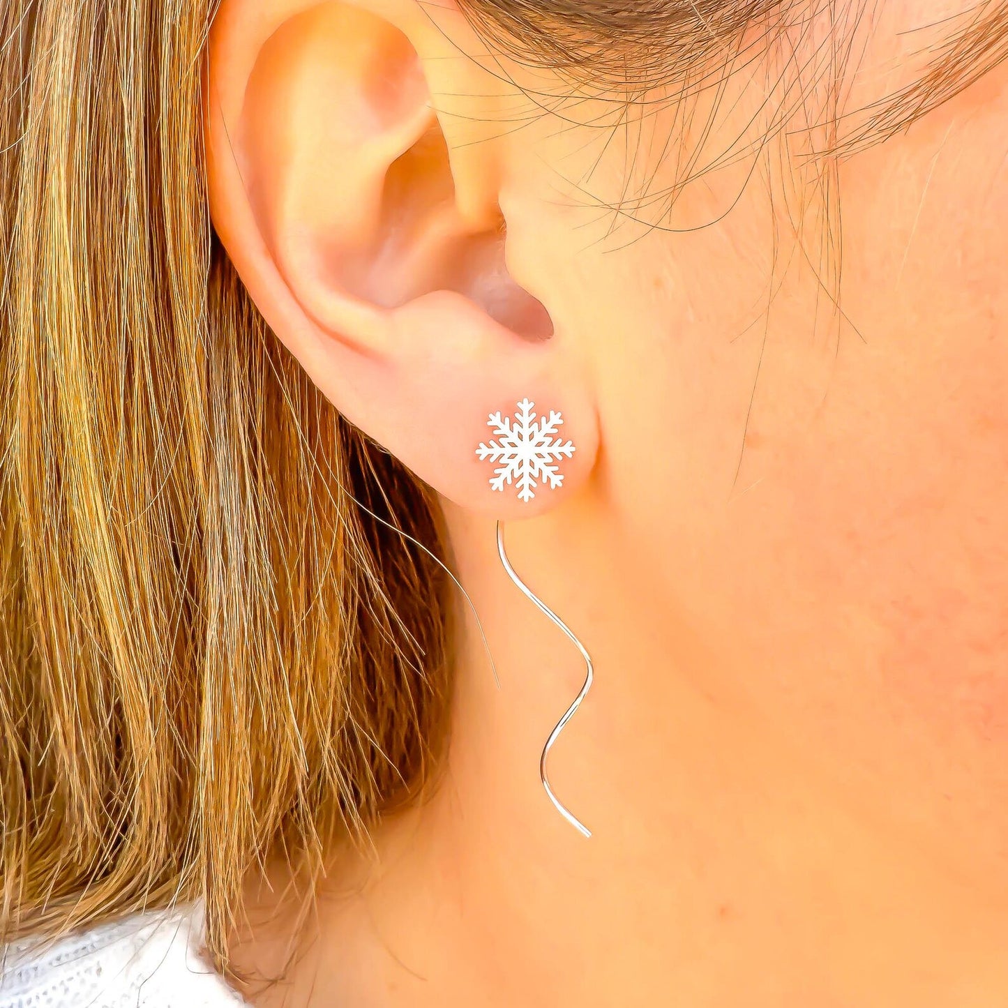 Snowflake Spiral Earrings, Sterling Silver