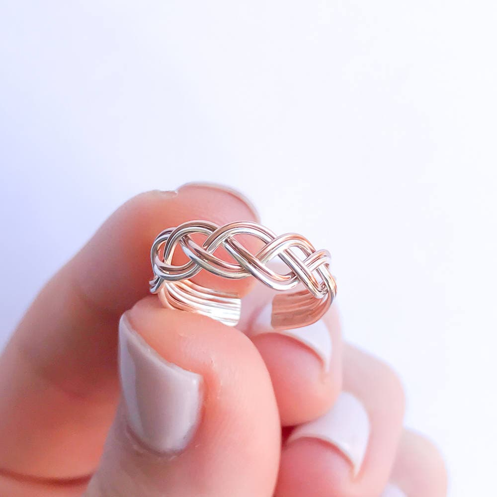 Braided Toe Ring, 14K Rose Gold Filled & Sterling Silver