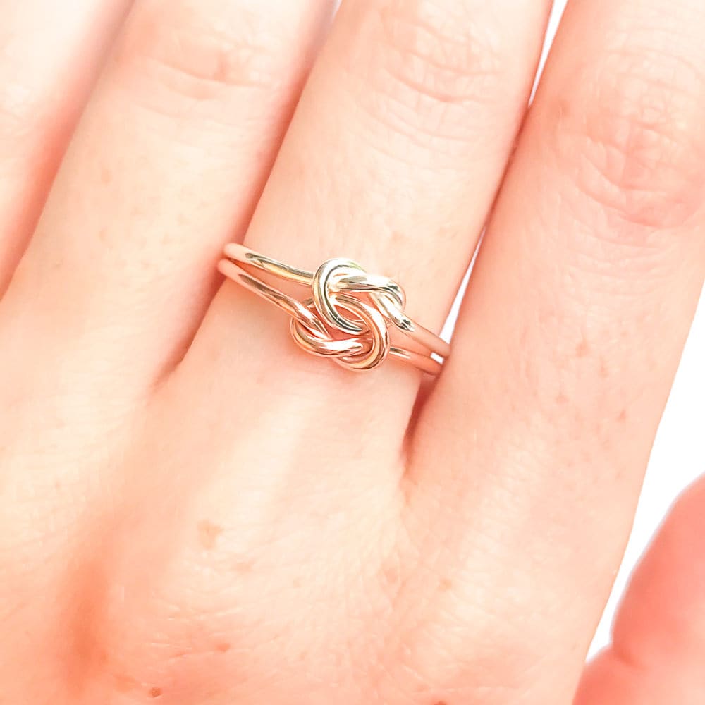 SIZE 7 Double Knot Ring, 14K Rose Gold Filled & 925 Sterling Silver