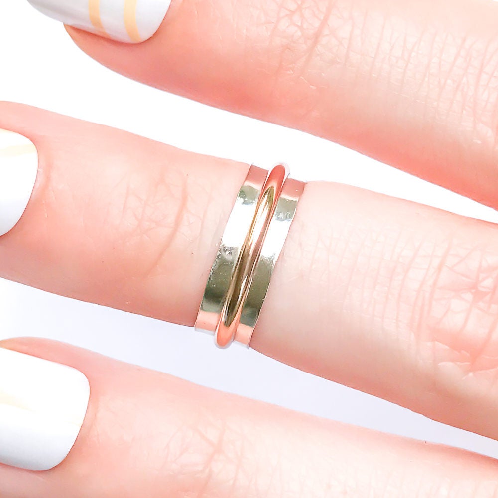 Sterling Silver and 14K Rose Gold Filled Multi Layer Toe Ring