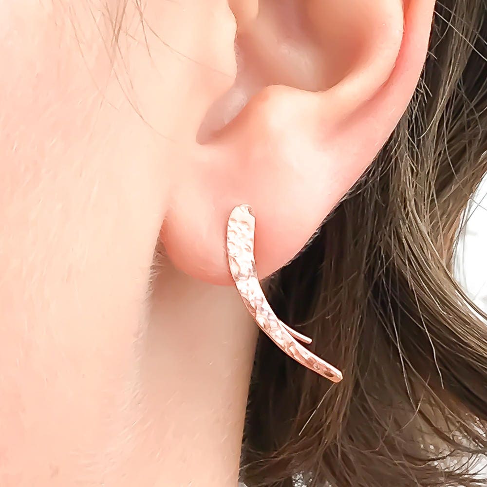 Hammered Climbing Earrings, 14K Rose Gold Filled