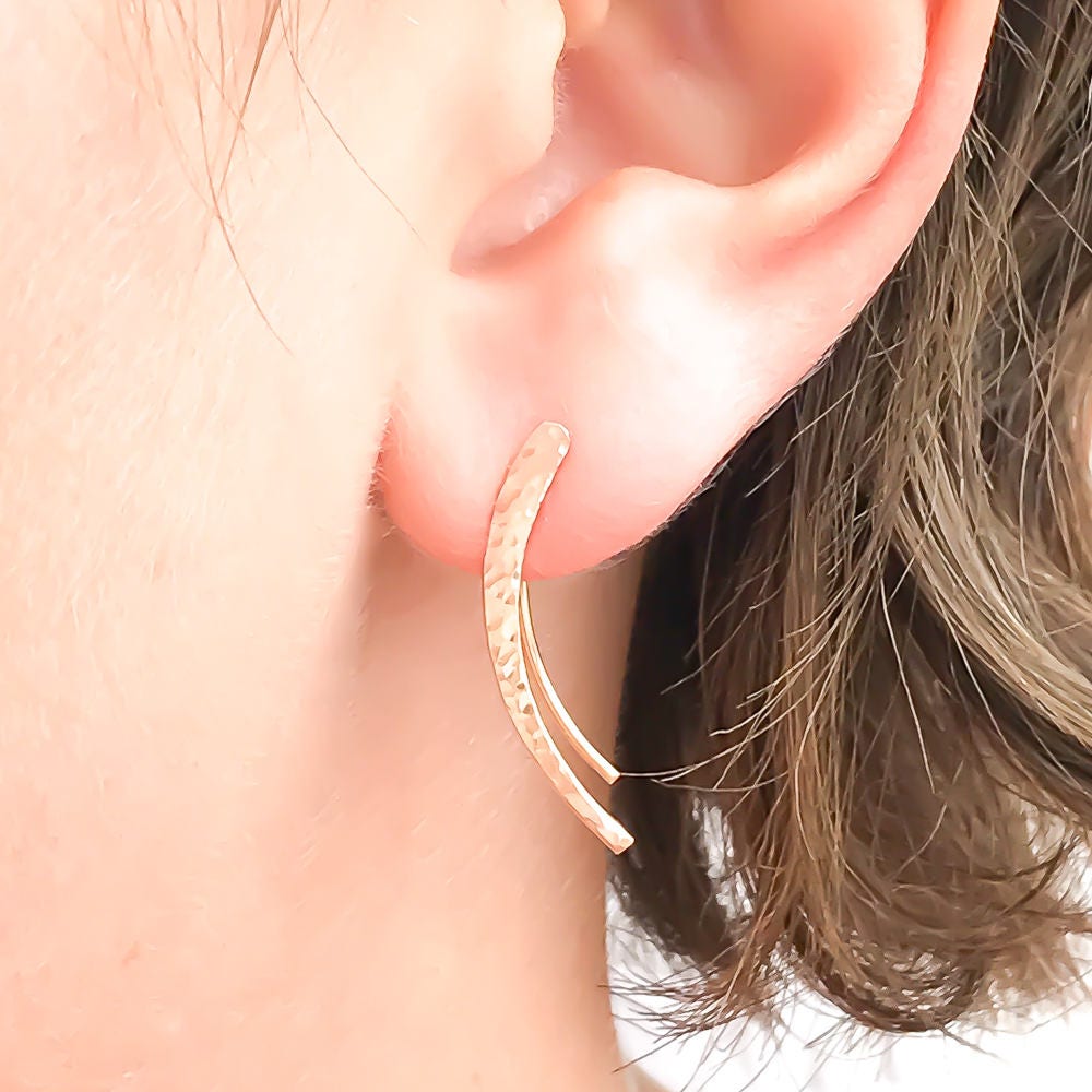 Hammered Climbing Earrings, 14K Gold Filled