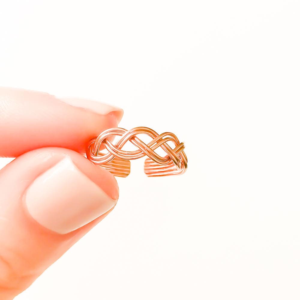 Braided Toe Ring, 14K Rose Gold Filled