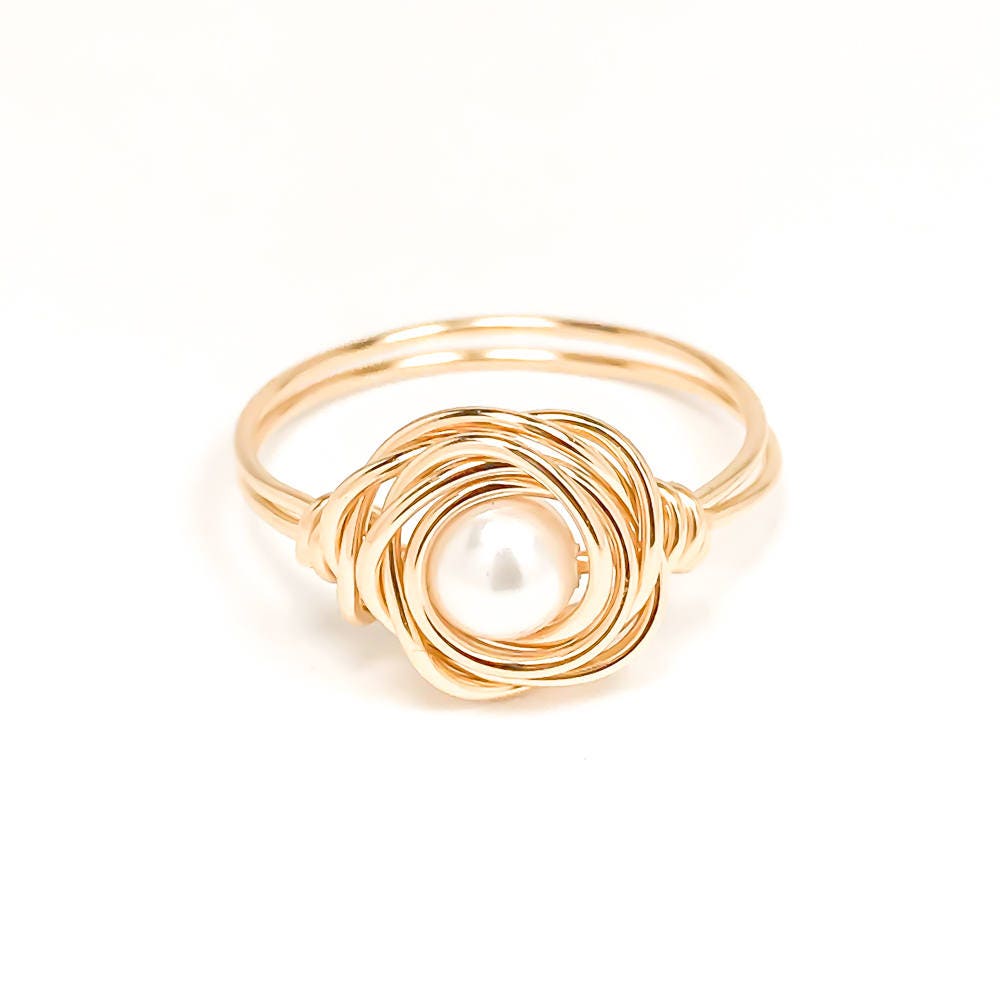 SIZE 7 Nested Pearl Ring, 14K Gold Filled