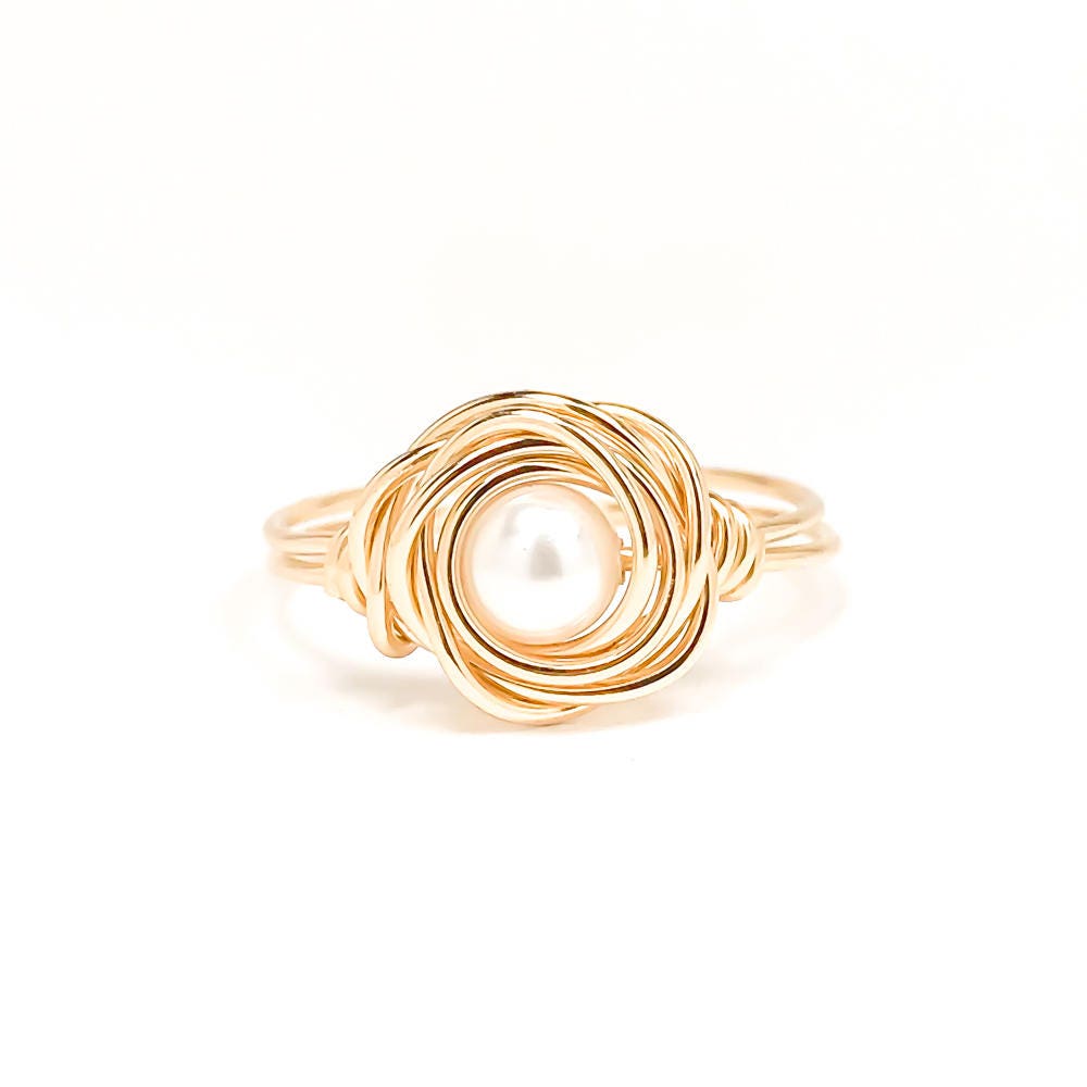 SIZE 7 Nested Pearl Ring, 14K Gold Filled