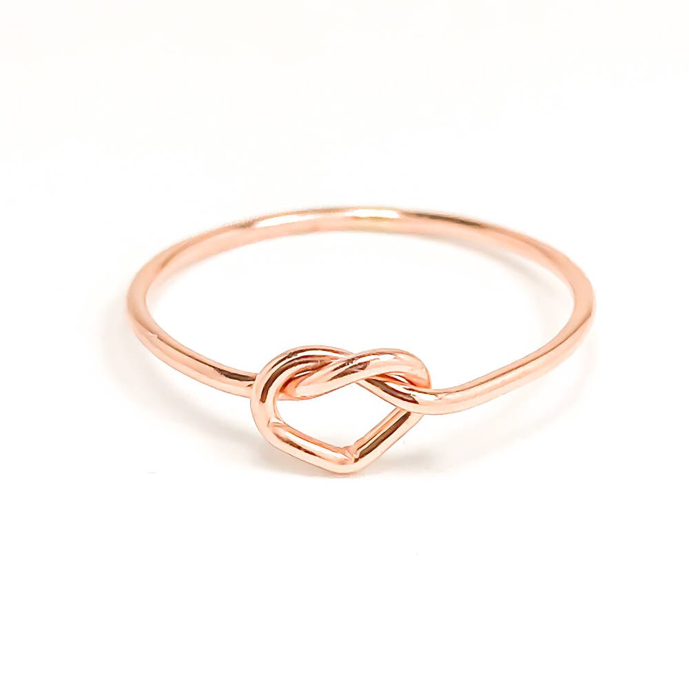 Heart Knot Ring, 14K Rose Gold Filled