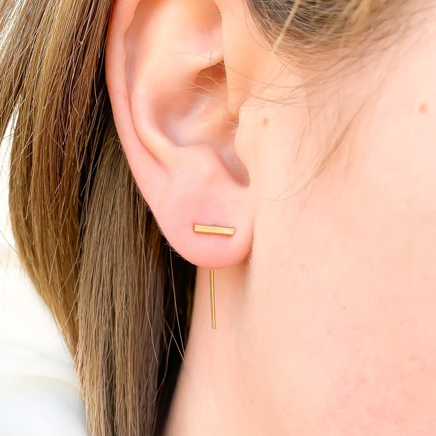 Bar Threader Earrings, 14K Gold Filled