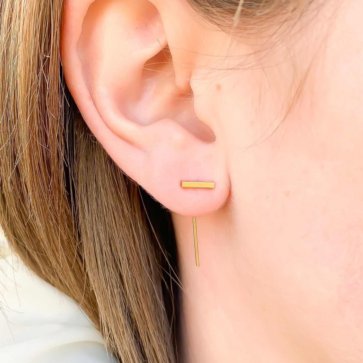 Bar Threader Earrings, 14K Gold Filled