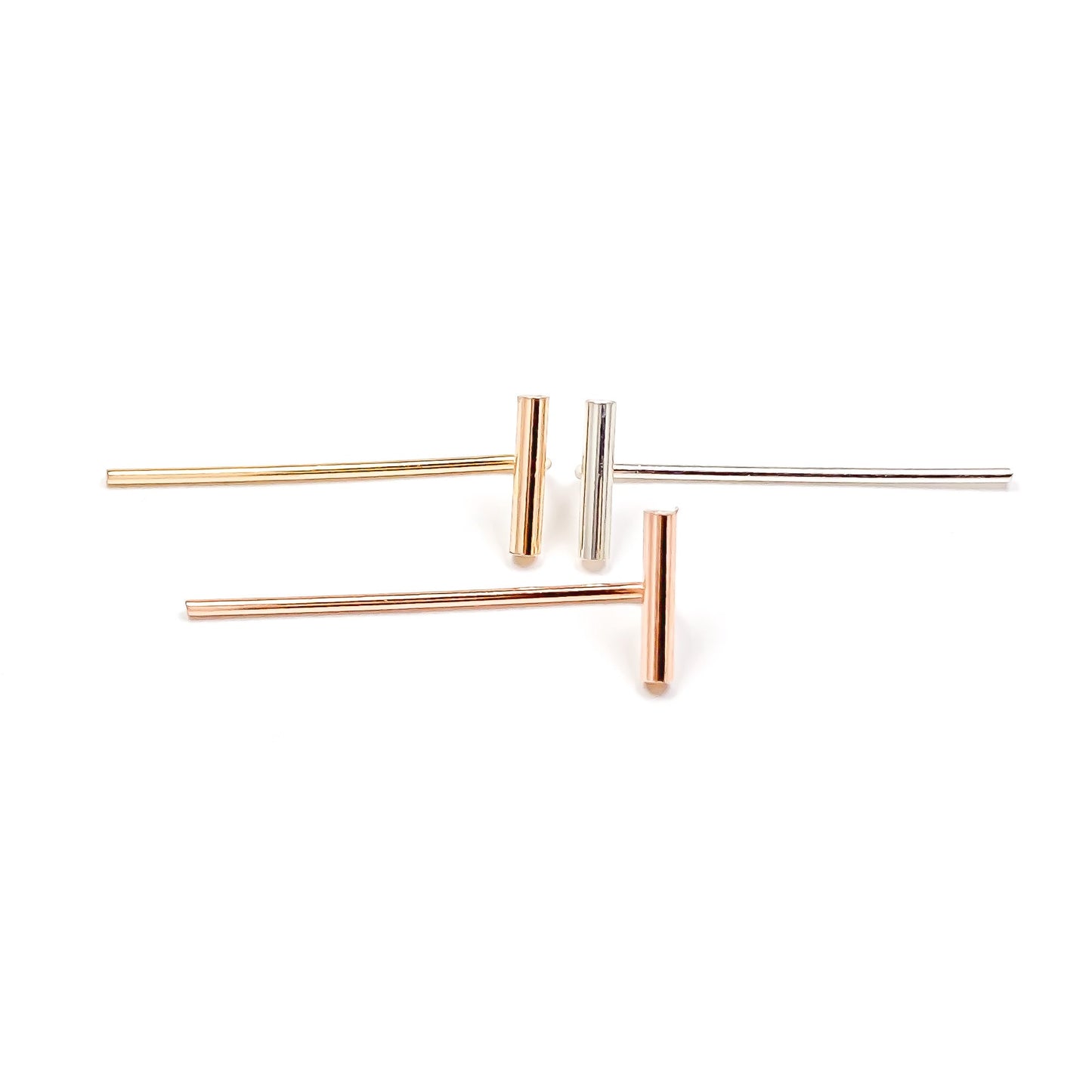 Round Bar Threader Earrings, 14K Rose Gold Filled