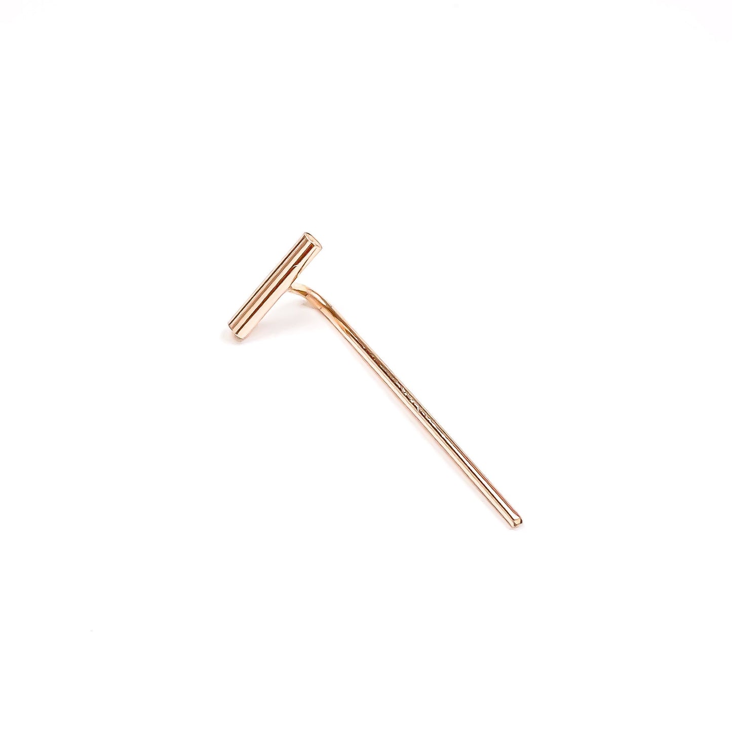 Round Bar Threader Earrings, 14K Rose Gold Filled