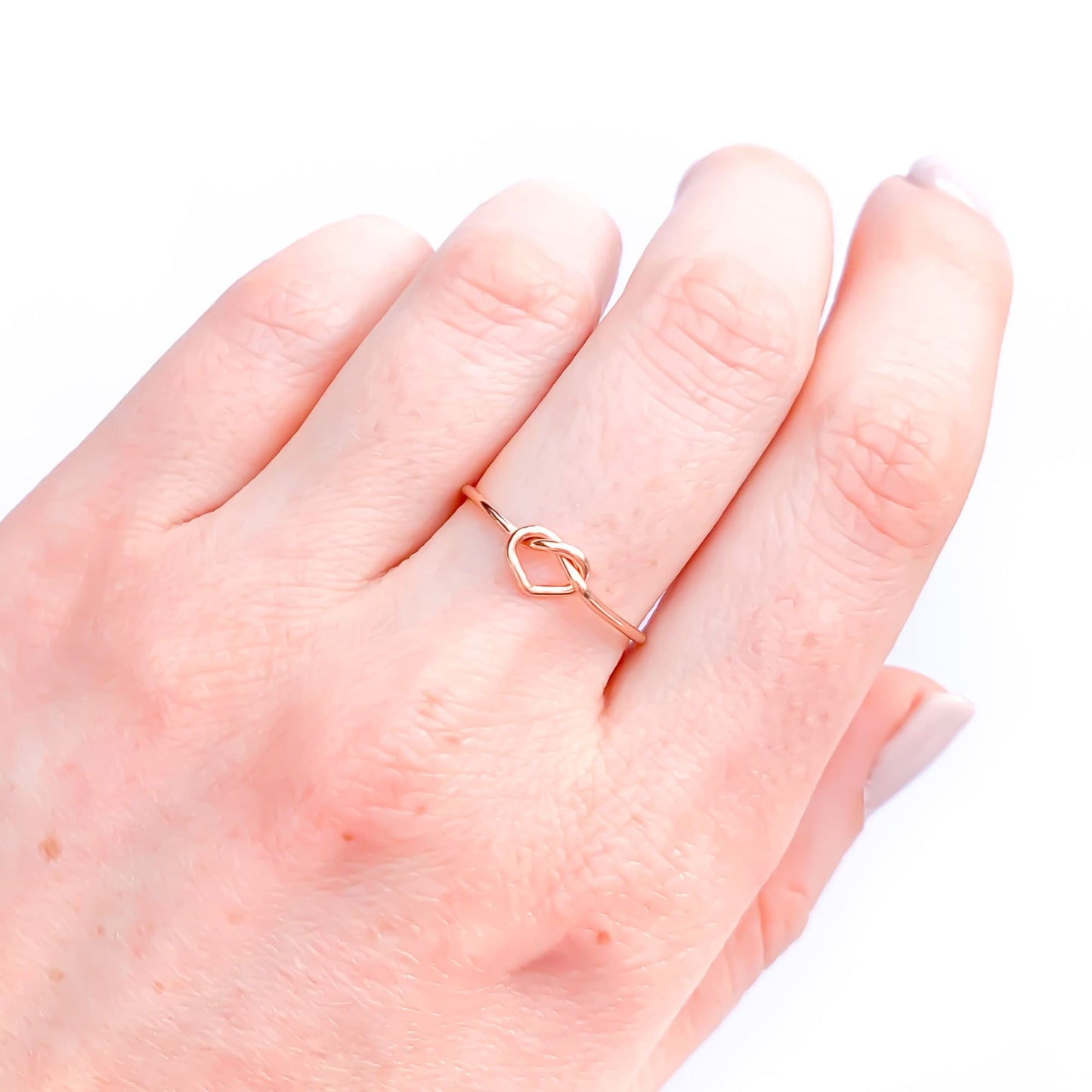 Heart Knot Ring, 14K Rose Gold Filled