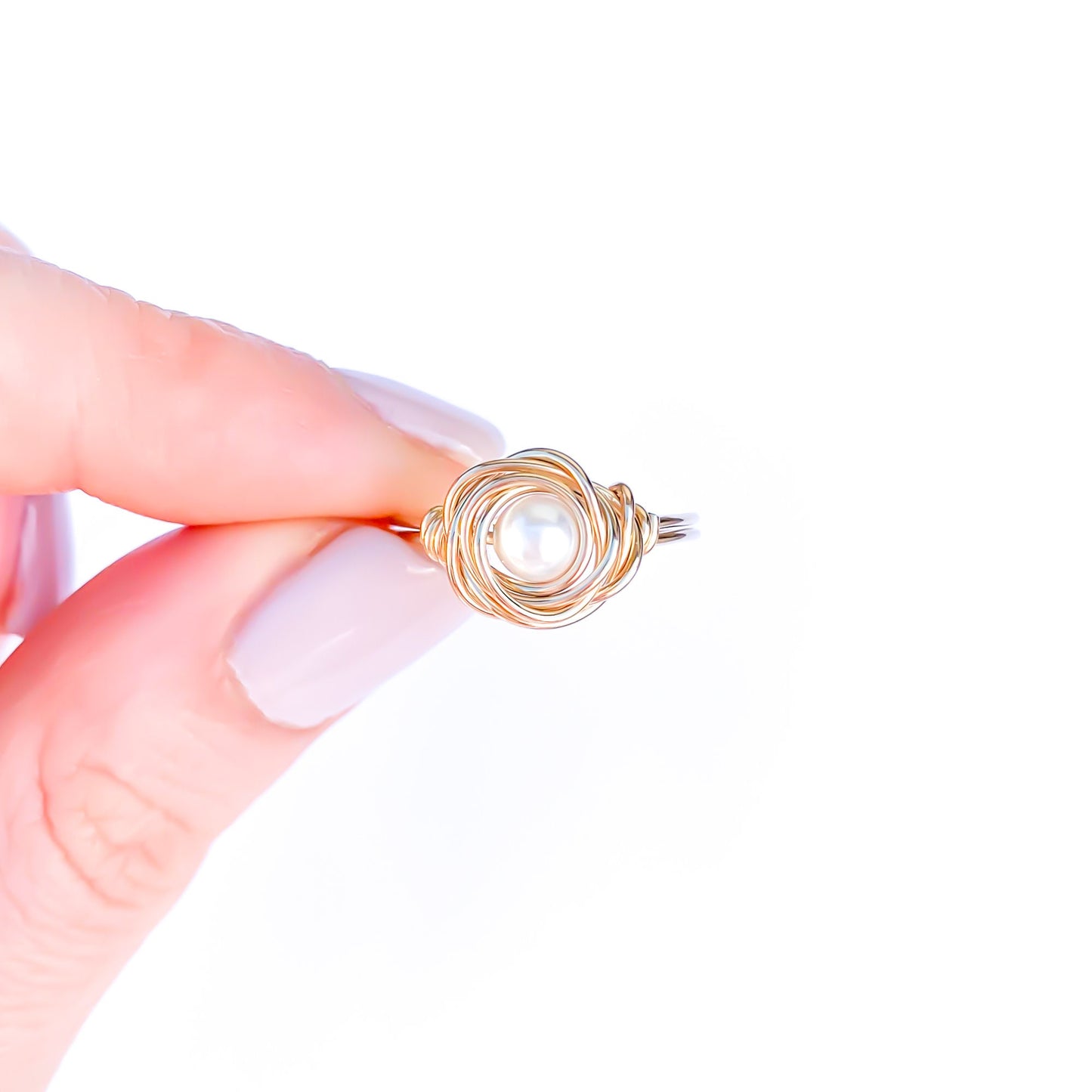 SIZE 7 Nested Pearl Ring, 14K Gold Filled