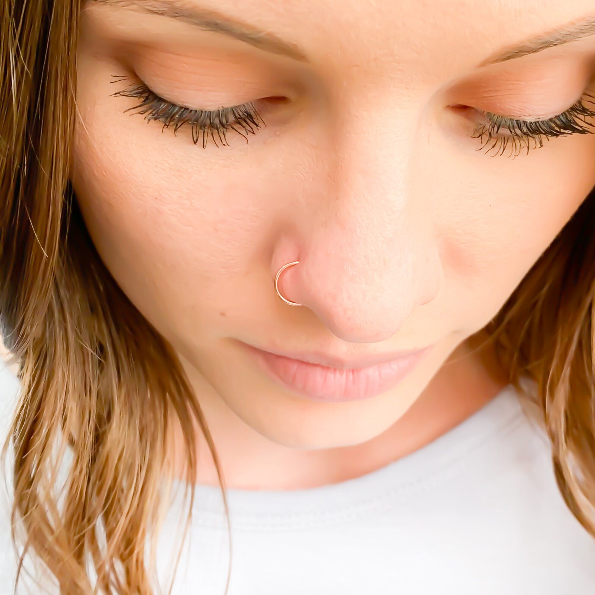 14k Rose Gold Open Nose Ring (multiple 2024 sizes & gauges)