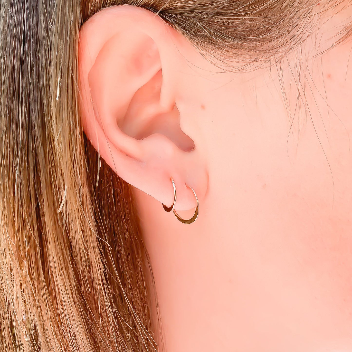 Pair or Set of Small Hammered Hoop Earrings