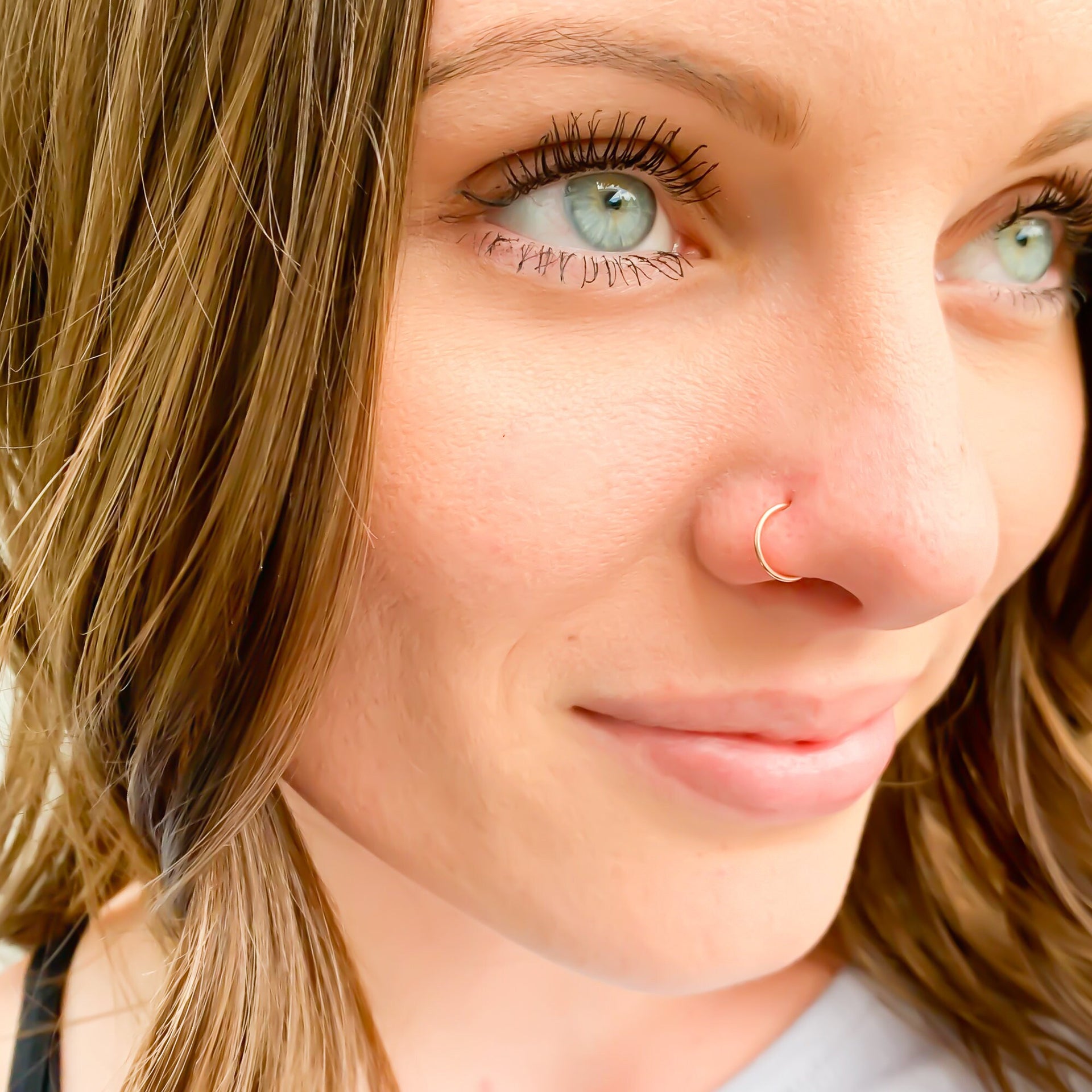 Solid 14K Rose Gold Nose Hoop – Hoops By Hand1