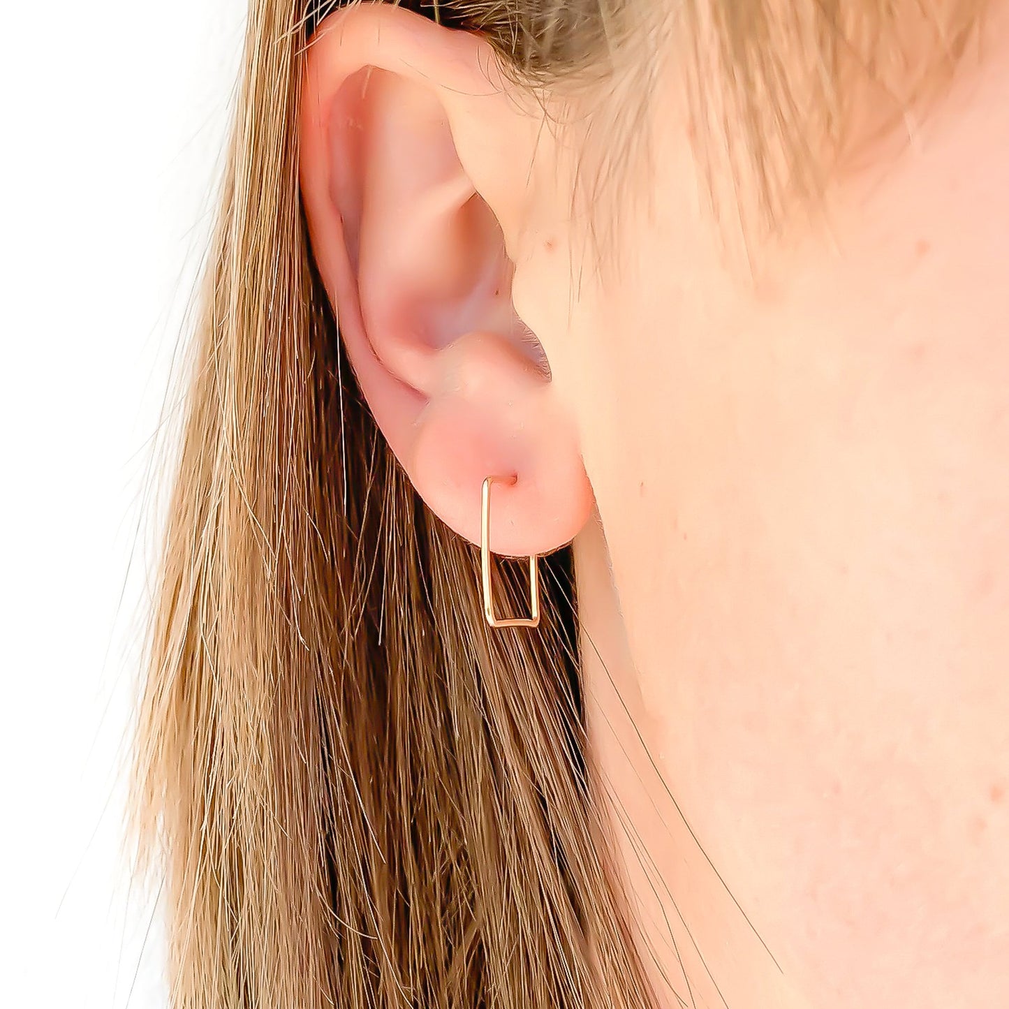 Mini Square Hoop Earrings, 14K Gold Filled