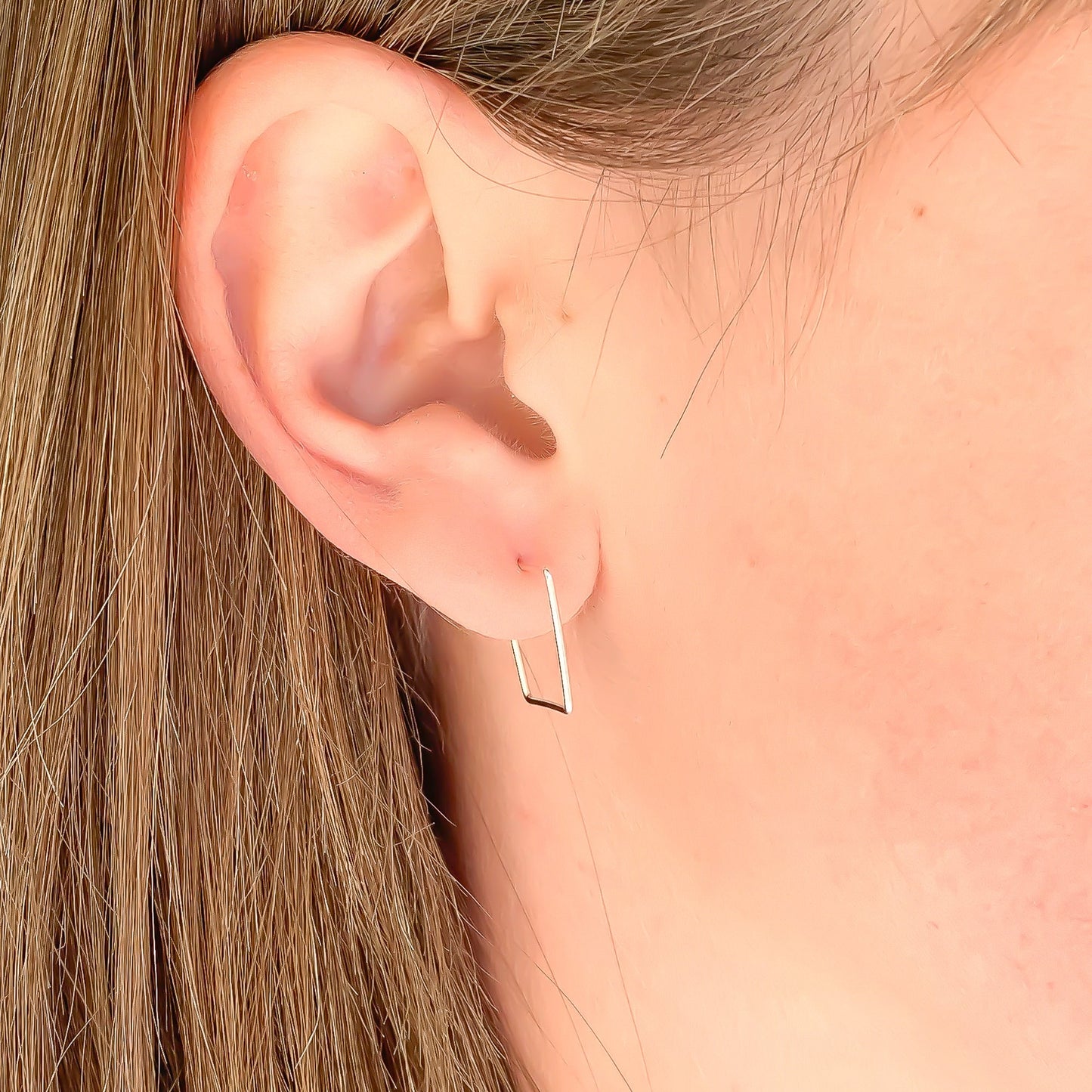 Mini Square Hoop Earrings, Sterling Silver