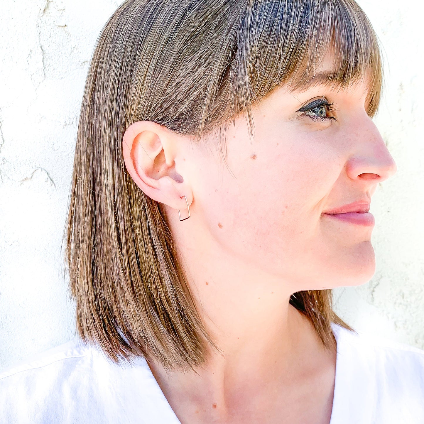 Mini Square Hoop Earrings, 14K Rose Gold Filled