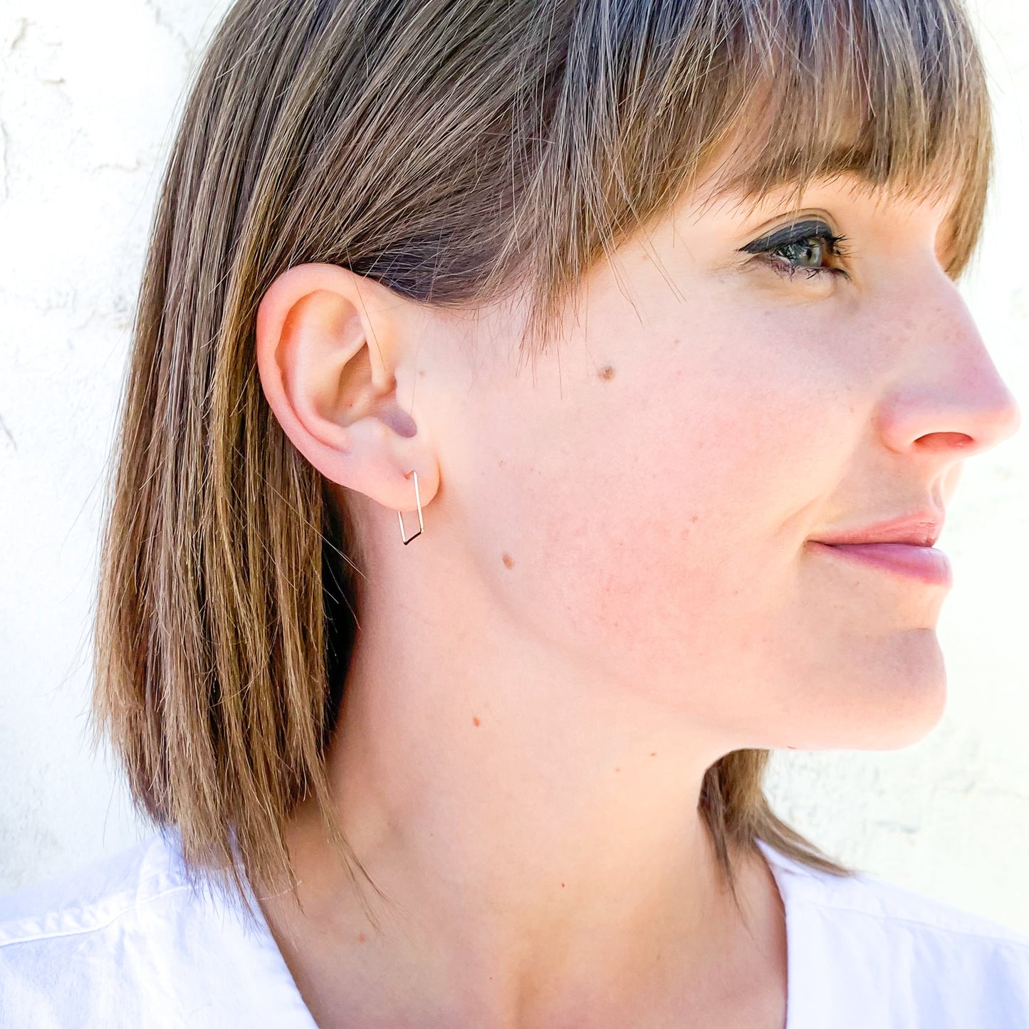 Mini Square Hoop Earrings, 14K Gold Filled