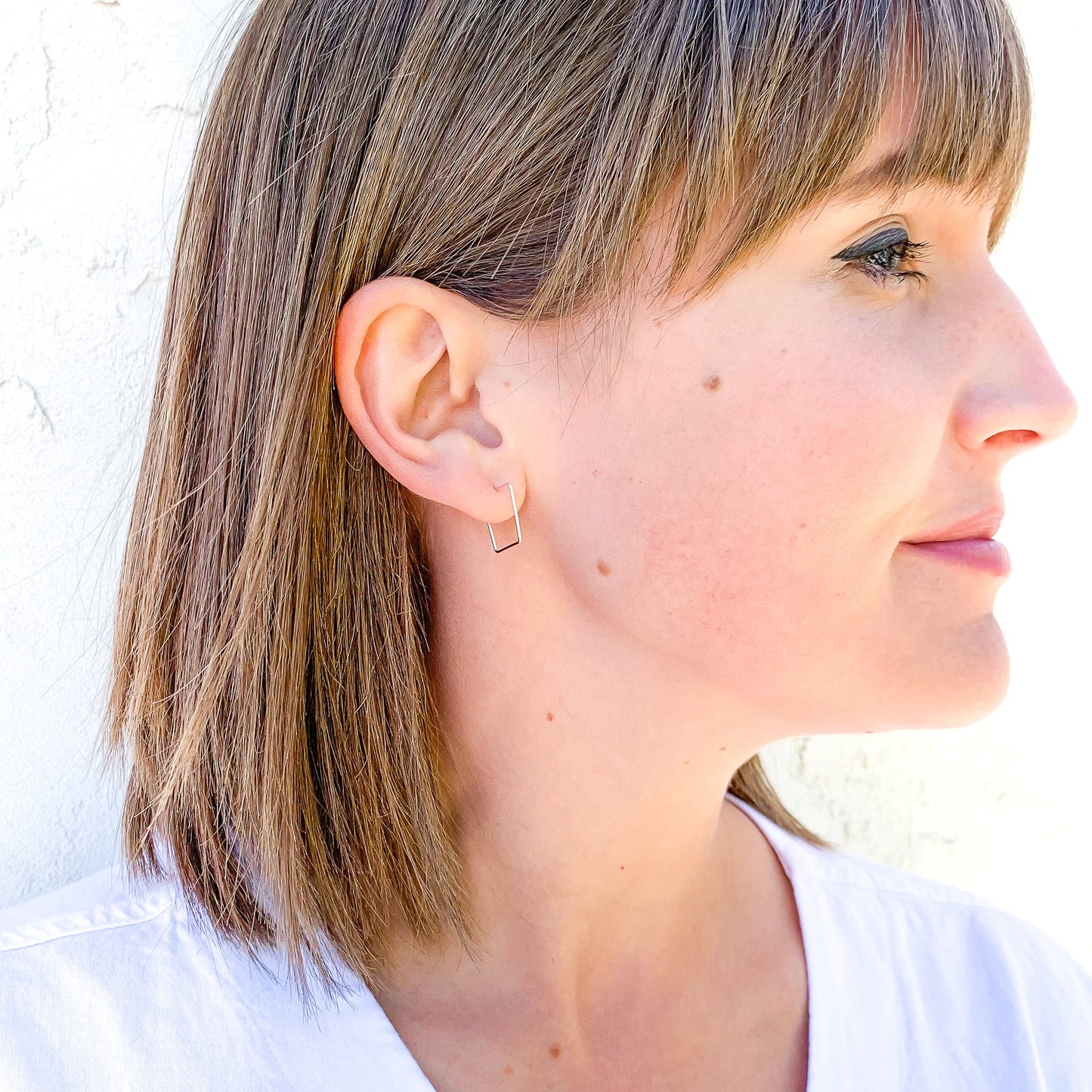 Mini Square Hoop Earrings, Sterling Silver