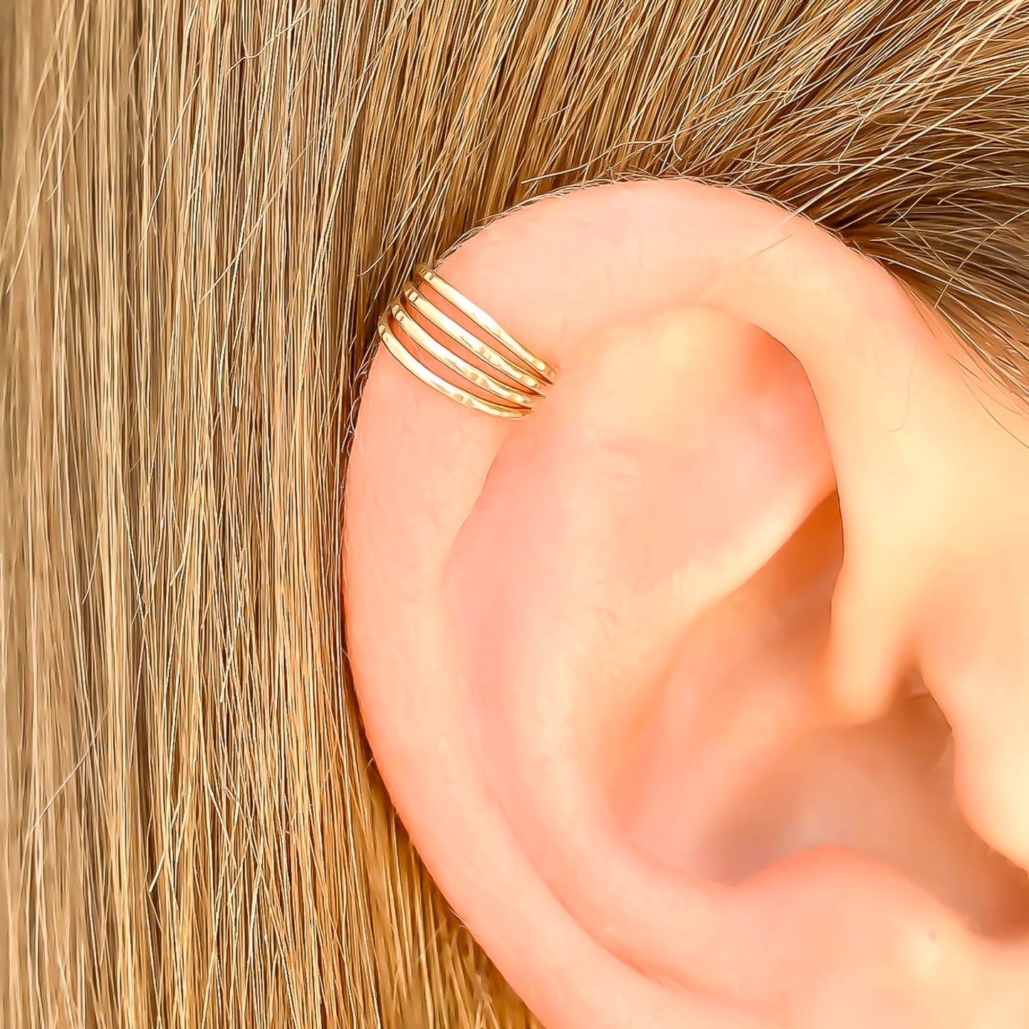 4 Strand Hammered Cartilage Ear Cuff