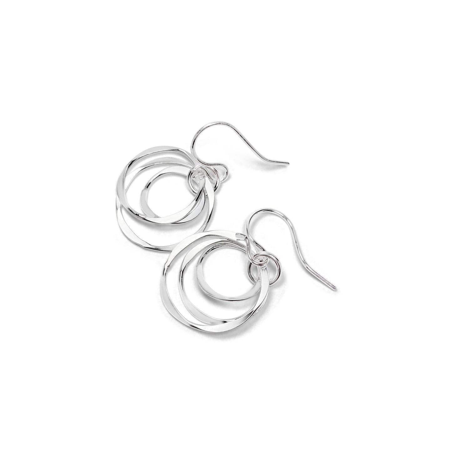 Silver Nested Circle Dangle Earrings