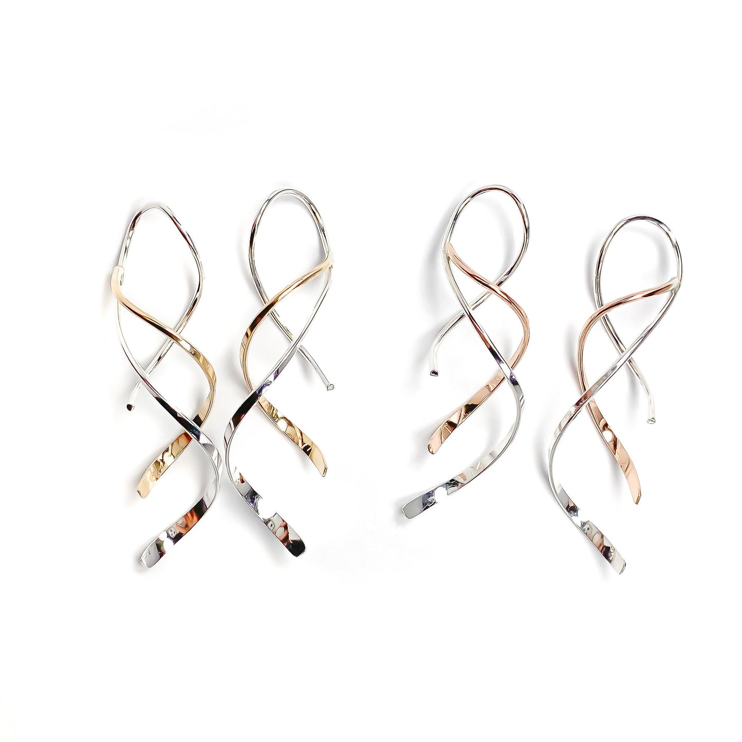Gold & Silver Mix Double Spiral Earrings