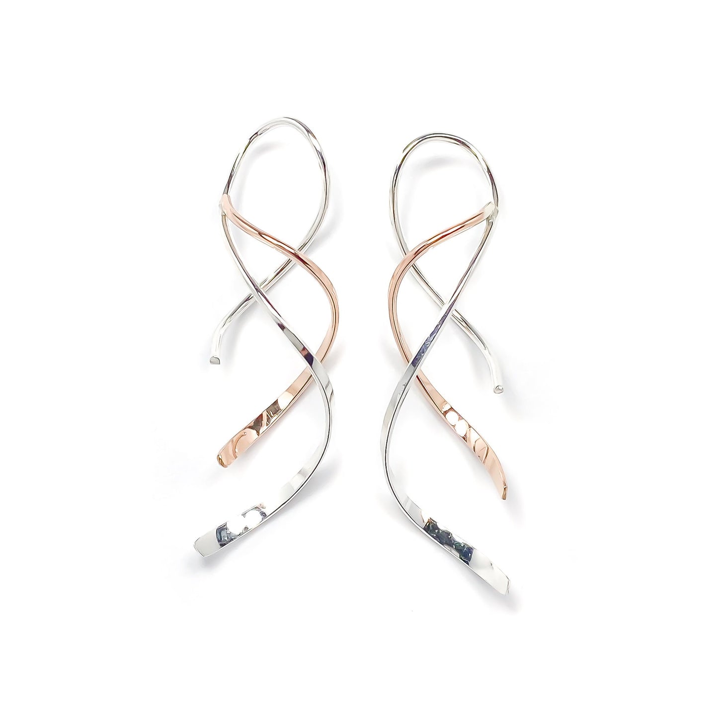 Rose Gold & Silver Mix Double Spiral Earrings
