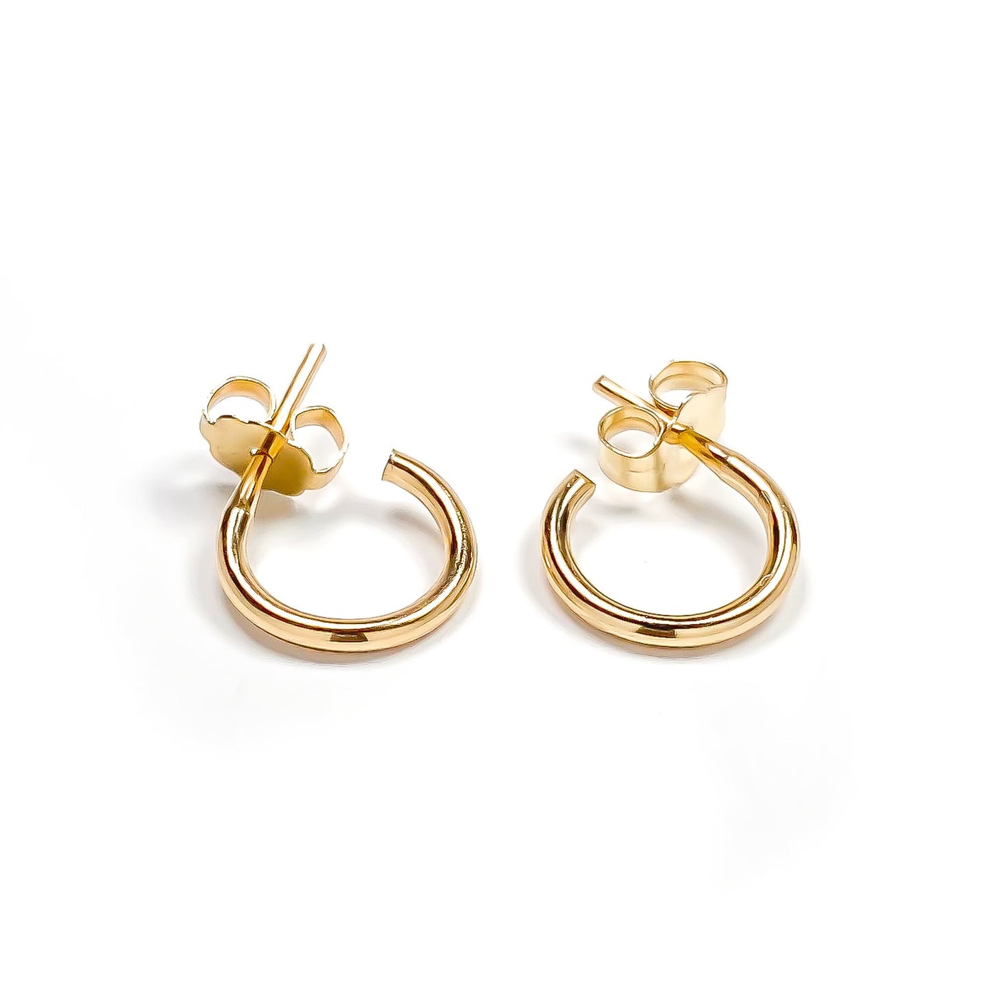 9mm Hoop Earrings with Post, 14K Gold Filled