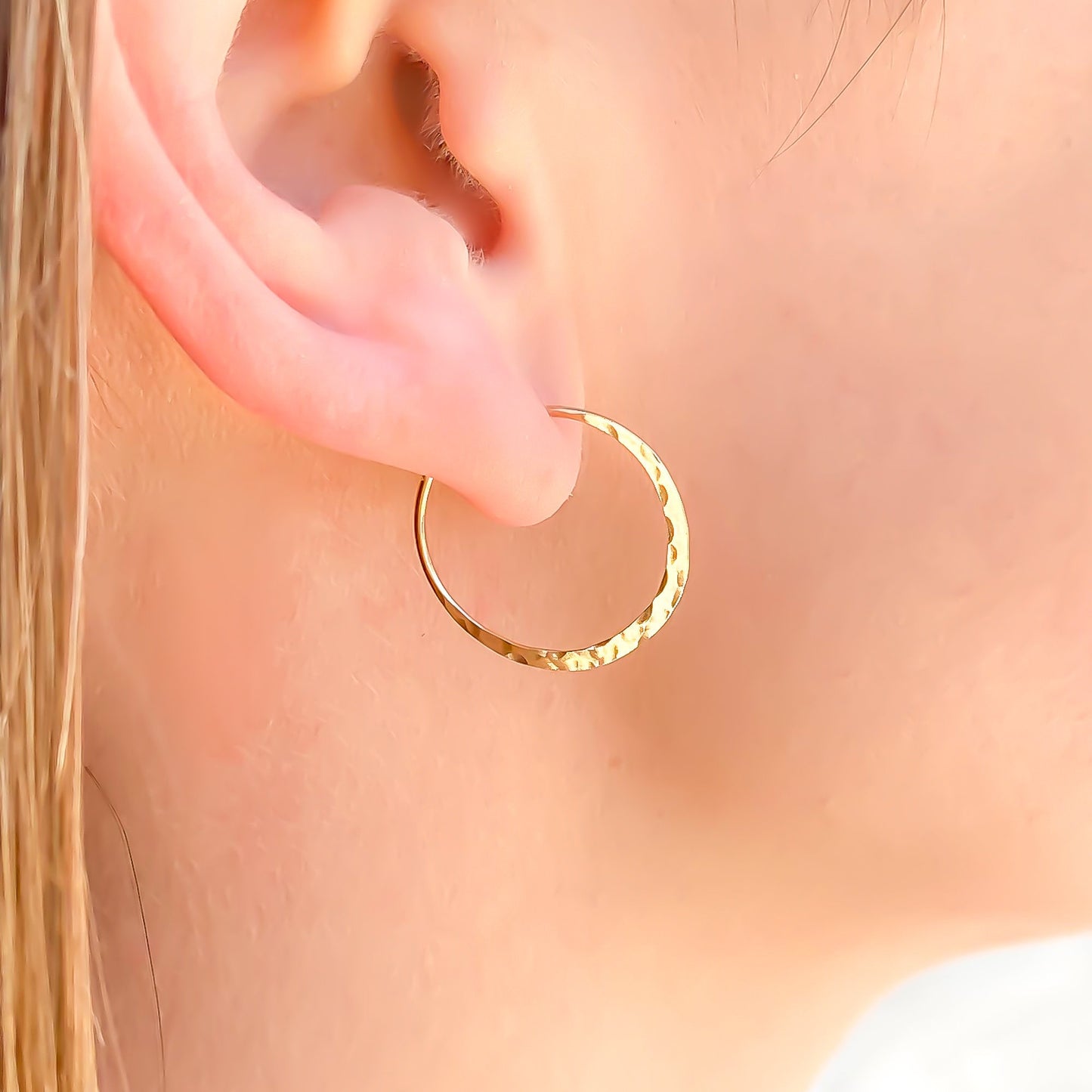 20mm Small Hammered Earrings, 14K Gold Filled